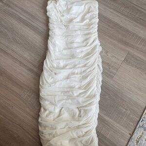 AKIRA Ivory Ruched Dress
